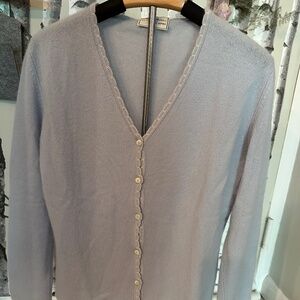 "BLACK FRIDAY SPECIAL" A BABY BLUE CASHMERE BUTTON UP V-NECK SWEATR